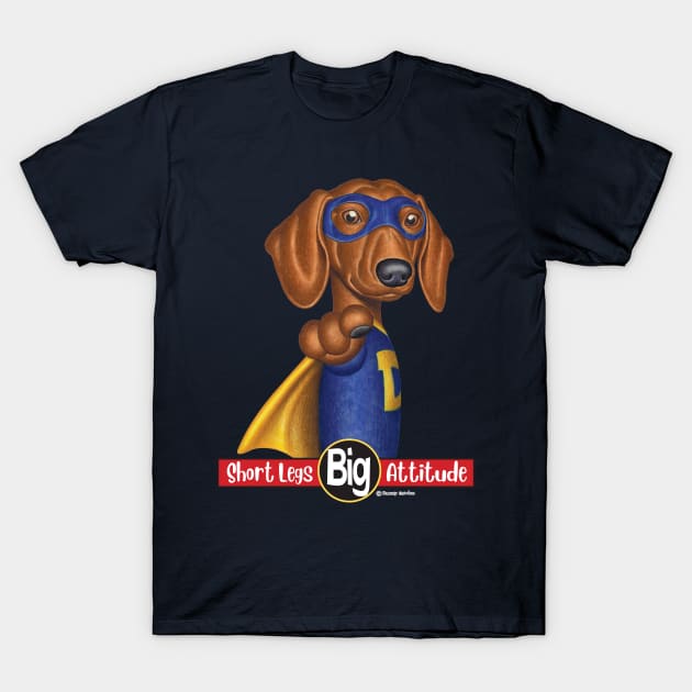 Super Hero Dachshund wearing Mask T-Shirt by Danny Gordon Art